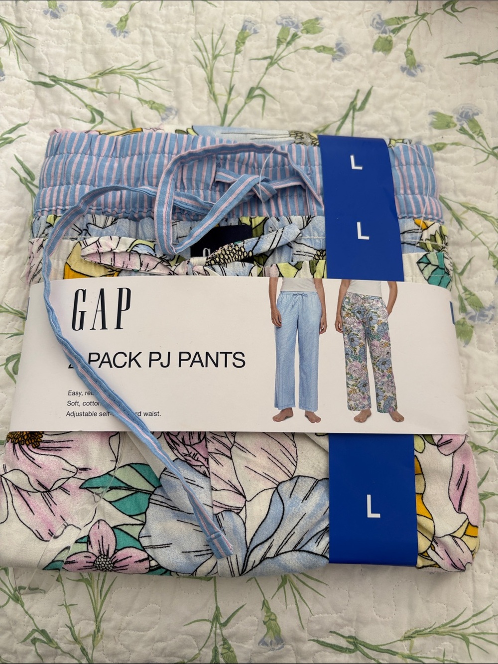 GAP Women's Pajama Pants Set - Floral Multicolor & Light Blue